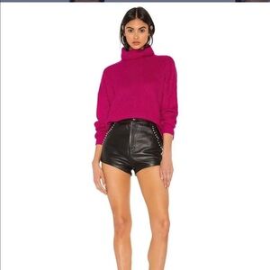 superdown Ribbed Turtleneck Sweater in Fuchsia